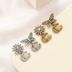 18K Plaqué Or Designers De Luxe Lettre G Boucle D'oreille Stud Femmes Célèbres Tournesol Et Papillon Boucle D'oreille De Mariage Bijoux De Haute Qualité 20style