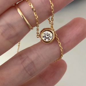 18k vergulde ketting sierlijke 925 sterling zilveren enkele oneindige ronde diamanten hangerkettingen voor dames