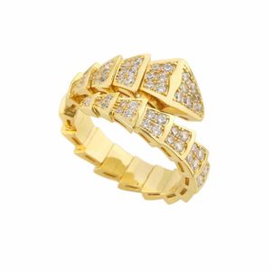 Anillo chapado en oro de 18K anillo de víbora serpiente abierta tamaño 6 anillo unisex mujeres hombres anillo No alérgico plata oro rosa Regalos de San Valentín conjunto de joyas regalos