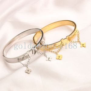 Braceletas de plata de 18k Pulseras de plataforma de la marca Joya de boda de la boda Bangle Mujeres amantes de la moda de la moda de acero inoxidable al por mayor