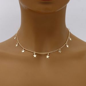 Collier ras du cou en chaîne plaqué or 18 carats décoré d'une petite étoile pour cadeau femme