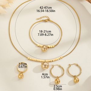 Bijoux de chaîne d'os de serpent en or 18 carats Ensemble de bijoux en or Boucles d'oreilles Boucons d'oreilles en or