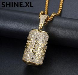 Collier avec pendentif en forme de canette de Soda plaqué or 18 carats, en Zircon cubique glacé, bijoux Hip Hop pour hommes, cadeau 2282675