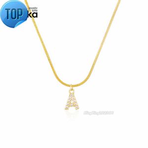 18k vergulde roestvrijstalen sieraden slangenketting zirconia A-Z letter hanger ketting voor dames