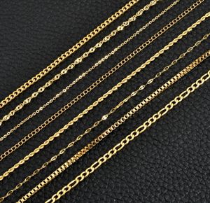 Chaîne de collier en acier inoxydable plaqué or 18 carats, différents Styles, chaînes en or et en argent pour la fabrication de bricolage