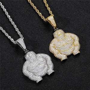 18k vergulde sumo figuur hanger ketting iced out full zirkoon heren hiphop sieraden cadeau