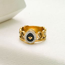 Anneaux de mariage plaqué en or 18K Nouveau designer anneau classique Style Brand Logo Boîte cadeau de luxe Box emballage Boutique Jewelry