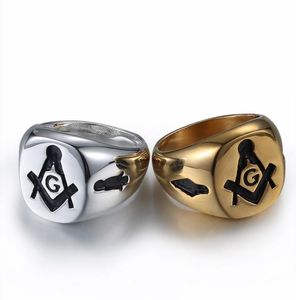 18K GOUD PATATE Unique Design Ring 316 Roestvrij staal Men039S Ring Mason Jewel items Vrijmetselaars Regalia Ringen met Red Stone1495982