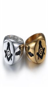 18K GOUD VOORGEVOEGEN UNECULTE Design Ring 316 Roestvrij staal Men039S Ring Mason Jewel items Masonische regalia ringen met rode steen7356206