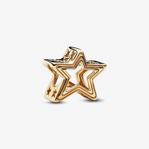 18K Gold Radiant Star Charm Pandoras 925 Sterling Silver Bijoux de luxe Charms Set Bracelet Making Charms Designer Collier Pendentif Boîte d'origine Expédition rapide