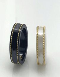 18K Gold Rim Couple Anneau Fashion Simple Letter Ring Qualité Céramique Matériau Matière Ring Bijoux de bijoux 4328673