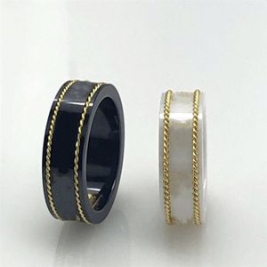 18k Gouden Rand Paar Ring Mode Eenvoudige Brief Ring Kwaliteit Keramisch Materiaal Ring Mode-sieraden Supply259C