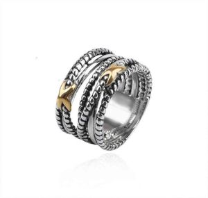 18k gouden ringontwerper Classic Twisted Fashion Rings dubbele x draad sieraden voor mannen Vrouwen gevlochten vintage koperbetrokkenheid jubileum cadeau8102225
