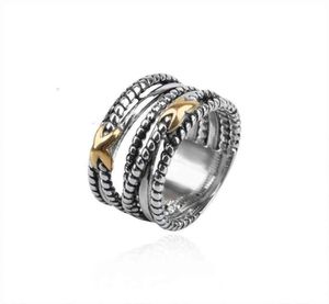 18K gouden ring ontwerper klassiek gedraaide mode-ringen dubbel x draad sieraden voor mannen vrouwen gevlochten vintage koper verlovingscadeau1763140