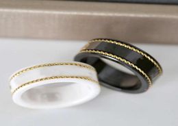 Anillo de oro de 18k con piedras, anillos con letras simples a la moda para mujer, Material cerámico de calidad, suministro de joyería de moda 7481107