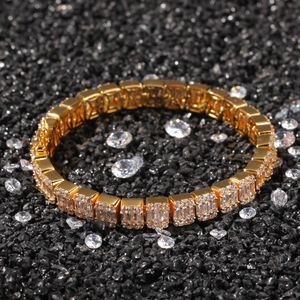 18 K or/argent/or noir CZ glacé Zircon Tennis Bracelet pour Hip Hop femmes hommes simple rangée strass bijoux cadeaux