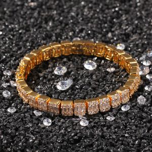 18 K or/argent/or noir CZ glacé Zircon Tennis Bracelet pour Hip Hop femmes hommes simple rangée strass bijoux cadeaux