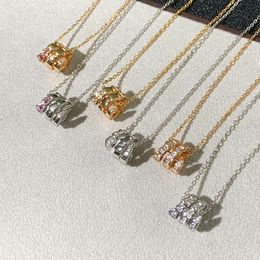 18k gouden zilveren klassieke slangontwerper kettingen voor dames roségouden dubbele cirkel diamant glanzend kristal cz zirkoon luxe merk hanger ketting choker sieraden