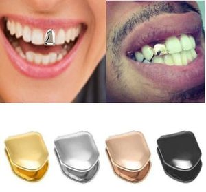 18K goud verzilverd hip hop rapper effen enkele tanden grills cap voor mannen vrouwen tand clip mond tanden cap grills bling kerst halloween sieraden cadeau groothandel