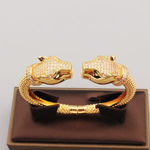 18k gouden sliver Leopard Diamond Bangle armbanden ketting Love Designer voor vrouwen mannen open paar modeontwerper Wedding Party Thanksgiving Day Valentijn cadeau