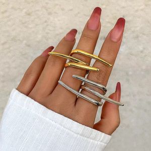 18k Gold Sliver Ring Starry Ring Rings Diseñador de anillos de uñas para mujer Titanio de acero de oro rosa plateado con diamantes completos para el hombre Regalo de compromiso de boda