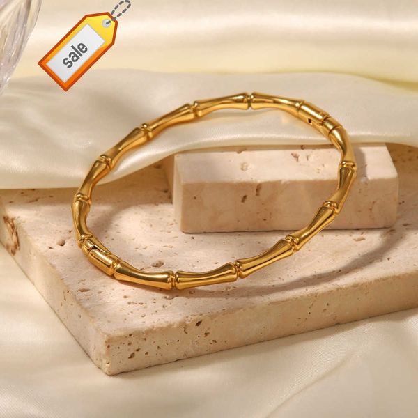 18K or acier inoxydable simple bambou métal solide bracelet imperméable à l'eau sans ternir fille bracelet nouvelle mode féminine bijoux à la main