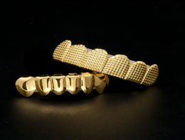 18K gouden tanden beugels punk hiphop veelkleurige diamant aangepaste onderste tanden Grillz tandheelkundige mond Fang Grills tandkap Vampire Rapper5357879