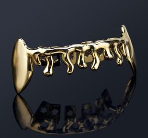 18k gouden tanden beugels punk hiphop veelkleurige diamant aangepaste onderste tanden Grillz tandheelkundige mond Fang Grills tandkap vampier rapper3473476