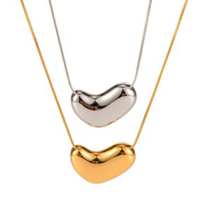 18k gouden titanium stalen slang bottenketting ketting voor vrouwen met eenvoudig ontwerp van sleutelbeenketting, kleine goudbonenhanger ketting, gratis verzending groothandel