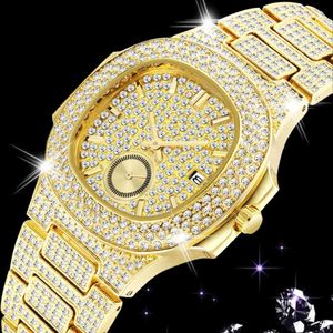 18k gouden horloges voor mannen luxe volle diamant heren horloge mode kwarts polshorloges aaa cz hiphop ijskoud mannelijke klok reloj 255W