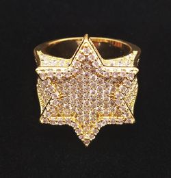 18k Gold White Gold Franklin Franklin Mint Greed Out Cz Cubic Zirconia Star Star Finger Ring Band Chicos Hiphop Rapper 6098825