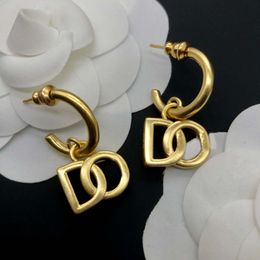Boucles d'oreilles pendentif Alphabet en cuivre doré 18 carats, bijoux Charm Designer, mariages, anniversaires, fêtes, cadeaux de haute qualité, vente en gros