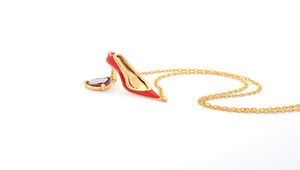 18K Goldplated ketting Rood highheel schoenen ketting mode eenvoudige druppelolie vrouw ketting in voorraad 43337704366799