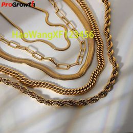 18K Hip Hop Cubaanse Ketting Grove Twist Miami PVD Rvs Snake Touw Ketting Mode-sieraden Vrouwen Mannen