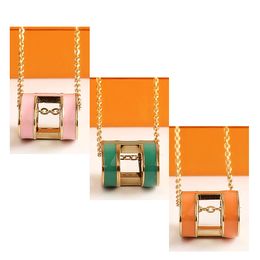 18k collier or avec noir pendentif femmes colliers avec boîte esthétique pendentif collier chaîne rouge orange blanc rose option pendentif chaînes cadeaux ensembles boîte