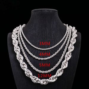 18k Plated Diamond Cut Rope Chain 3mm 4mm 5mm 12mm Zilver Zware Hiphop Touwketting 18 voor mannen