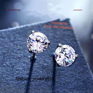 18k platina mossaniet diamanten oorbellen diamant drie klauw oorbeen studs s925 sterling zilver mode eenvoudige damesoorbellen nieuwe trend