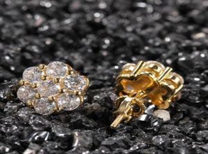 18K Real Gold Hiphop CZ Boucles d'oreilles pour hommes pour hommes et filles Cadeaux en diamant Boucles d'oreilles