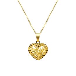 Collier en or véritable 18 carats bijoux en or jaune véritable pendentif coeur collier chaînes en or