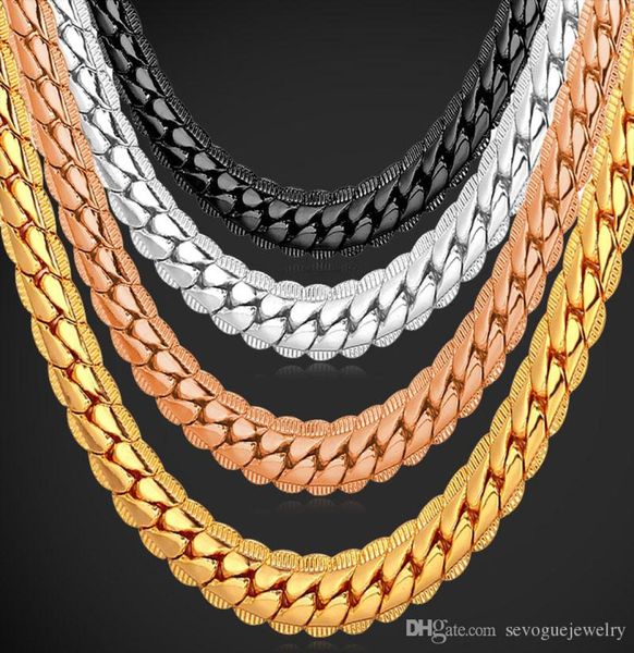 Collier plaqué or véritable 18K avec timbre «18K», bijoux pour hommes, vente en gros, nouveau collier à chaîne épaisse à la mode 18 ''-26''7549642