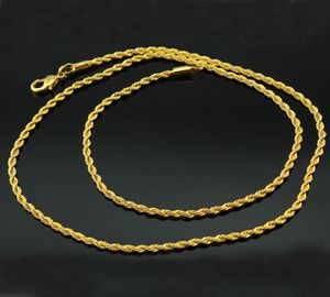 18k echt goud vergulde roestvrijstalen touwketting ketting voor mannen Gold Chains Fashion Jewelry Gift1365215
