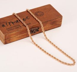 Cuerda de oro macizo rellena de rosa de 18 quilates Collar de cadena fina con cable fino de 5 mm de espesor 600 mm o 500 mm Elija 5351319