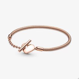 18K Rose Gold Charm Armbanden voor Pandora Hart T-Bar Snake Chain Armband Set designer Sieraden Voor Vrouwen Meisjes Bruiloft Liefde armband met Originele Doos groothandel