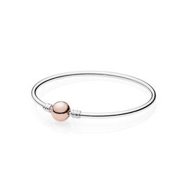 Brazalete con cierre de oro rosa de 18 quilates para Pandora Real 925 Pulseras con dijes de plata esterlina para mujeres Niñas Conjunto de joyas de diseñador Pulsera de cuentas de lujo con caja original