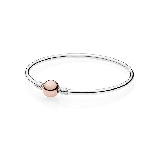 Bracelet jonc fermoir en or rose 18 carats avec boîte d'origine pour Pandora authentique bijoux de fête de mariage en argent sterling pour femme petite amie cadeau bracelets porte-bonheur