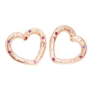 Pendientes de aro de corazones de oro rosa de 18 quilates para Pandora 925 Plata de ley CZ Diseñador de bodas de diamantes Joyas para mujeres Pendiente de amor de lujo con caja original