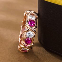 18K Rose Gold Infinity Moissanite Diamond Ring 925 Sterling Zilver Party Wedding Band Ringen voor Vrouwen Mannen Engagement Sieraden