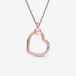18K Rose Gold Love Heart Charm Necklace para Pandora 925 Sterling Silver Diseñador de bodas Joyas para mujeres Novia Regalo Link Collares con caja original