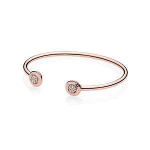 18K ROSE GOUD PAVE COUF Bangle armbanden met originele doos voor Pandora 925 Sterling Silver Womens Wedding Sieraden CZ Diamond verlovingsgeschenken Designer Bracelet Set Set