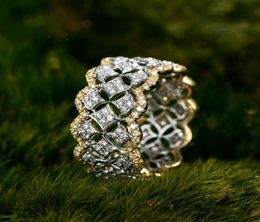 Ring diamant pave en or rose 18K 925 Sterling Silver Bijou Engagement Band de mariage pour femmes7143497